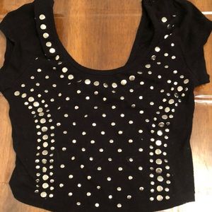 Black Studded Crop Top